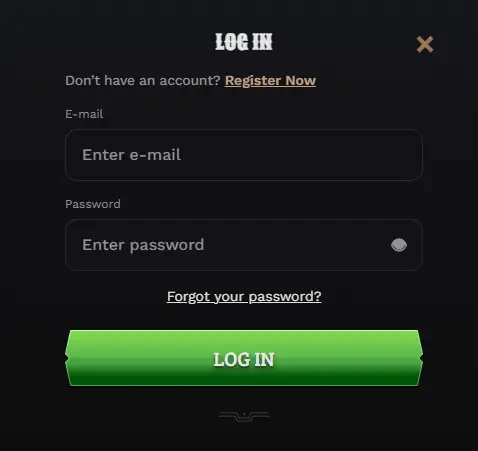 Wildsino login screen for easy account access